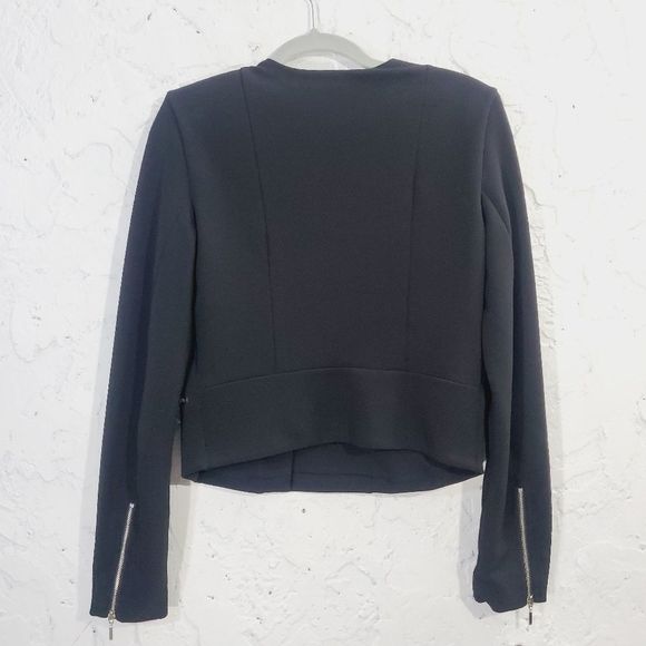 Armani Exchange Solid BLack  crop zip up jacket size small - Picture 3 of 11